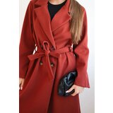Kesi Włoski Women's suede coat tied at the waist rust | shoptok.hr