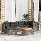 Maison Chic Seti vrtnega pohištva - Vrtna garnitura - Vrtni pohištvo set 7-delna z blazinami siv poli ratan, (21802301) | Shoptok.si
