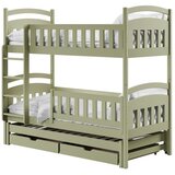 Molarem Home Drveni dječji krevet na kat Blanka s tri kreveta i ladicom - olive - 180x80 cm - Bez madraca | shoptok.hr