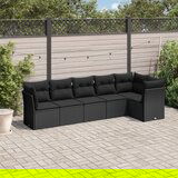 Maison Chic Seti vrtnega pohištva - Vrtna garnitura - Vrtni pohištvo set 6-delna z blazinami črna poli ratan, (21805137) | Shoptok.si
