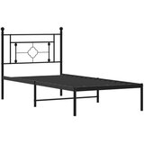 vidaXL Kovinski posteljni okvir z vzglavjem črn 90x200 cm | Shoptok.si