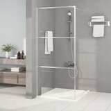 Pregrada za tuš srebrna 90 x 195 cm s prozirnim staklom ESG | shoptok.hr