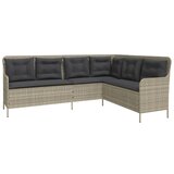 Maison Chic Vrtni kavč - Zunanji kavč z blazinami v obliki črke L svetlo siv poli ratan, (22043809) | Shoptok.si