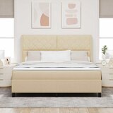  Krevet s opruga kutije s jastukom Krema 200 x 180 cm tkanina | shoptok.hr