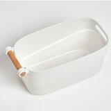 ZELLER Košara za odlaganje, bijela, 27 x 14,5 x 12 cm, plastika/drvo | shoptok.hr
