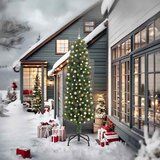 vidaXL Mršavo božićno drvce Zelena 61 x 61 x 240 cm Plastika i metal | shoptok.hr