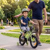 THUNDER Otroško kolo 14" sivo – jeklen okvir, pomožna kolesa z LED, vodilna palica, košara, 3–6 let, (5000231309) | Shoptok.si