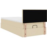 vidaXL Otomanski posteljni okvir z vzmetnico krem 90x190 cm blago, (21611420) | Shoptok.si