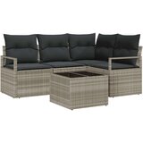  Set od 5 dijelova vrtnih kauča s jastučićima Siva Poly Rattan dvostruki vrtni kauč s jastučićima Siva Poly Rattan | shoptok.hr