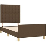  Posteljni okvir z vzglavjem temno rjav 90x200 cm blago, (20907225) | Shoptok.si