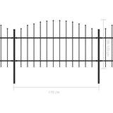 vidaXL Vrtna ograja s koničastimi vrhovi jeklo (1-1,25)x10,2 m črna | Shoptok.si