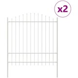 vidaXL Ograjni Panel z Klinom Set 2 Bel Prašno Lakirano Jeklo Vzdržljivo | Shoptok.si