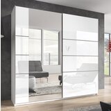 Helvetia Garderobna omara z drsnimi vrati Beta (bela/bela visok sijaj)-220 | Shoptok.si