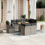  The Living Store Vrtna sedežna garnitura 9-delna z blazinami siv poli ratan - Vrtna Sedežna Garniture, (21479797) | Shoptok.si