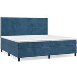  Box spring postelja z vzmetnico temno modra 200x200 cm žamet | Shoptok.si