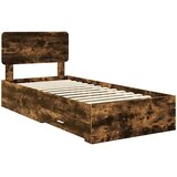 Krevetna konstrukcija s ladicama Dimljeni hrast 100 x 200 cm Smeđa 203 x 103 x 90 cm | Shoptok.si