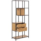 Actona Črn/v naravni barvi regal v hrastovem dekorju 77x185x35 cm Seaford – | Shoptok.si