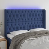 vidaXL LED posteljno vzglavje modro 147x16x118/128 cm blago Cene