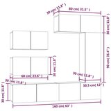  Komplet TV omaric 6-delni bel inženirski les, (20914125) | Shoptok.si