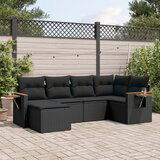 vidaXL 6-dijelni set vrtnih sofa s jastucima crni od poliratana | shoptok.hr