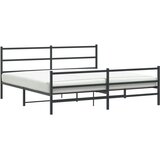 Metalni okvir kreveta s uzglavljem i podnožjem crni 193x203 cm | shoptok.hr
