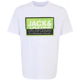 Jack & Jones Plus Majica 'JCOLOGAN' zelena / črna / bela