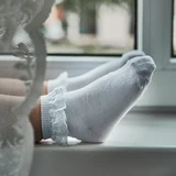 Sokne sa čipkom za devojčice bele