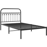  The Living Store Kovinski posteljni okvir z vzglavjem črn 107x203 cm - Posteljni Okvir, (21495738) | Shoptok.si