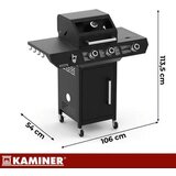 Kaminer Varen 3.0 Black Plinski Roštilj – 10 kW, 2+1 Plamenik, Bočni Plamenik, Ražanj i Zaštitna Navlaka | shoptok.hr