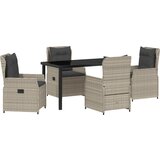 vidaXL Set od 5 komada vrtnog namještaja svjetlosive boje, Vrtni stol crni 140x80x73 cm, kaljeno staklo | shoptok.hr