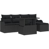 vidaXL set od 6 vrtnih sofa s jastucima crni poli ratan, 2-sjedna vrtna sofa s pohranom i jastucima crni poli ratan Cijene