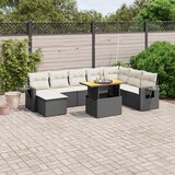  9-dijelni set vrtnih sofa s jastucima crni od poliratana Crna 100 x 55 x 73 cm | Shoptok.si
