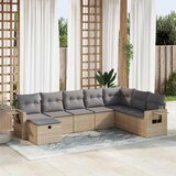 Maison Chic Seti vrtnega pohištva - Vrtna garnitura - Vrtni pohištvo set 8-delna z blazinami bež poli ratan, (21802049) | Shoptok.si