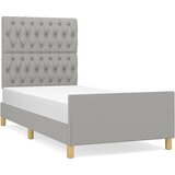 The Living Store Posteljni okvir z vzglavjem svetlo siv 90x200 cm blago - Posteljni Okvir Z Vzglavjem, (21530711) | Shoptok.si