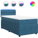 vidaXL Box spring postelja z vzmetnico modra 90x190 cm žamet, (21308925) | Shoptok.si