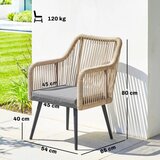  Set od 2 vrtne stolice s naslonima za ruke jastuci metalni okvir do 120 kg svijetlo sive | shoptok.hr