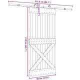 vidaXL Klizna vrata s priborom za montažu 95 x 210 cm masivna borovina | shoptok.hr