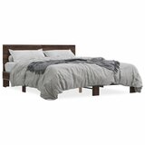 vidaXL Posteljni okvir rjav hrast 150x200 cm inženirski les in kovina, (21151943) | Shoptok.si
