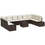 vidaXL 10-delni set vrtnih kavčev z blazinami sivi poli ratan, (22091056) | Shoptok.si