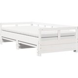 vidaXL izvlečna dnevna postelja z vzmetnico bela 90x190 cm borovina, (21369264) | Shoptok.si