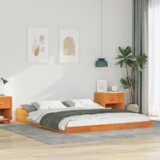 vidaXL Konstrukcija postelje Voščeno rjava 140 x 220 cm Trdna borovina | Shoptok.si