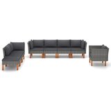 Maison Chic Seti vrtnega pohištva - Vrtna garnitura - Vrtni pohištvo set 8-delna poli ratan in evkaliptus siva, (21802341) | Shoptok.si