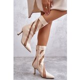 Gemre PS1 Fashionable Women's High Heel Boots Beige Deyna | Shoptok.si
