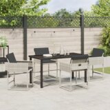 vidaXL 5-delna vrtna jedilna garnitura z blazinami svetlo siva poli ratan | Shoptok.si