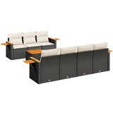 vidaXL Vrtna sedežna garnitura 8-delna z blazinami črn poli ratan, (21060071) | Shoptok.si