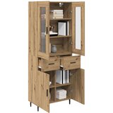 vidaXL Visok predalnik 2 pcs Umetni hrast Inženirski les in steklo | Shoptok.si