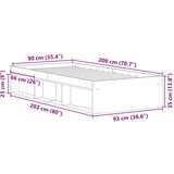 vidaXL Posteljni okvir brez vzmetnice star les 90x200 cm | Shoptok.si