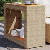  Vrtni bočni stolić s drvenom pločom bež 100x40x75 cm poliratan | Eponuda.ba