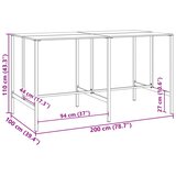  Barski stol crni 200x100x110 cm od čelika obloženog prahom | Eponuda.com
