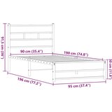  Metalni okvir kreveta bez madraca smeđi hrast 90x190 cm | shoptok.hr